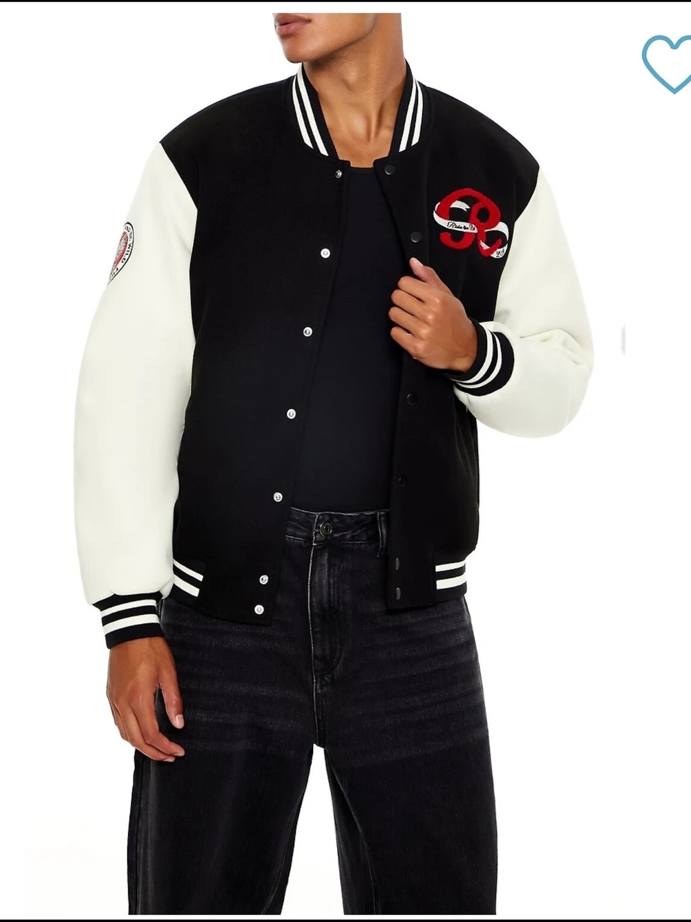 Forever 21 Black and White Varsity Bomber Jacket